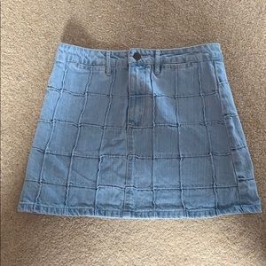 Patterned Denim Mini Skirt